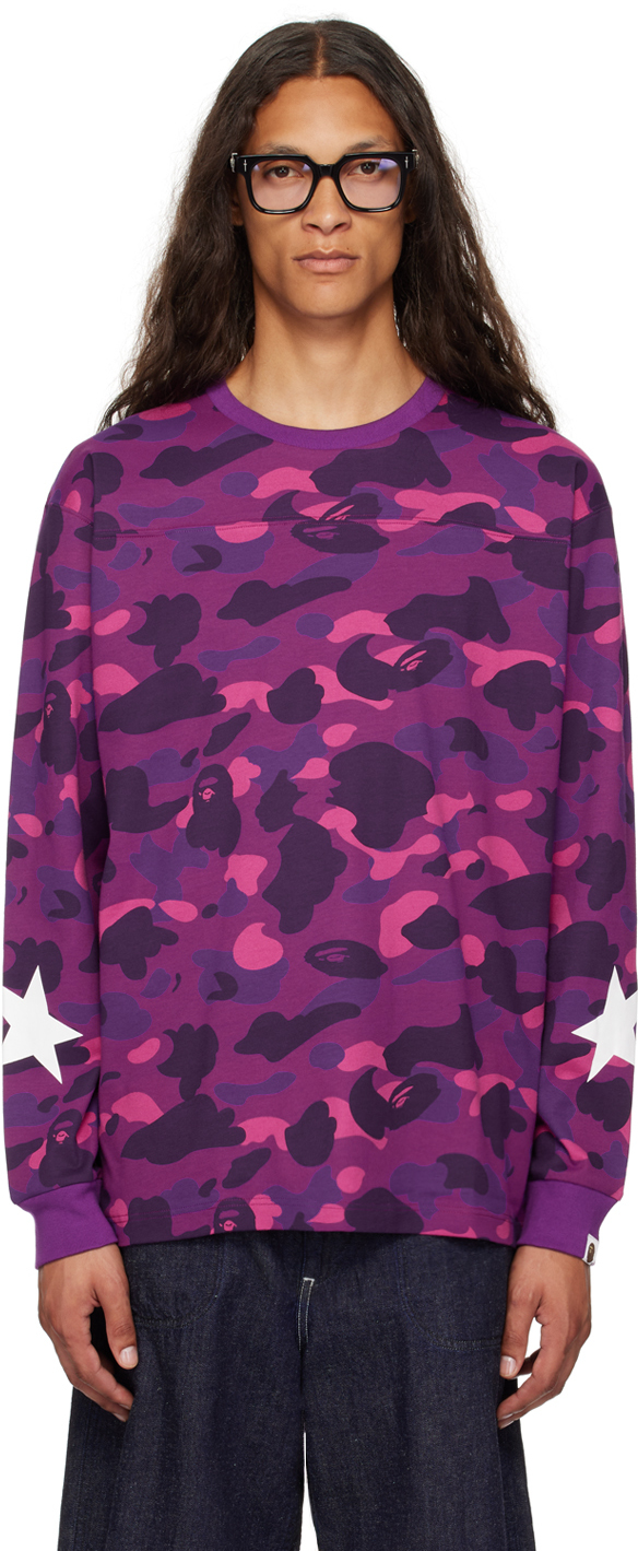 Shop Bape Purple Color Camo Long Sleeve T-shirt