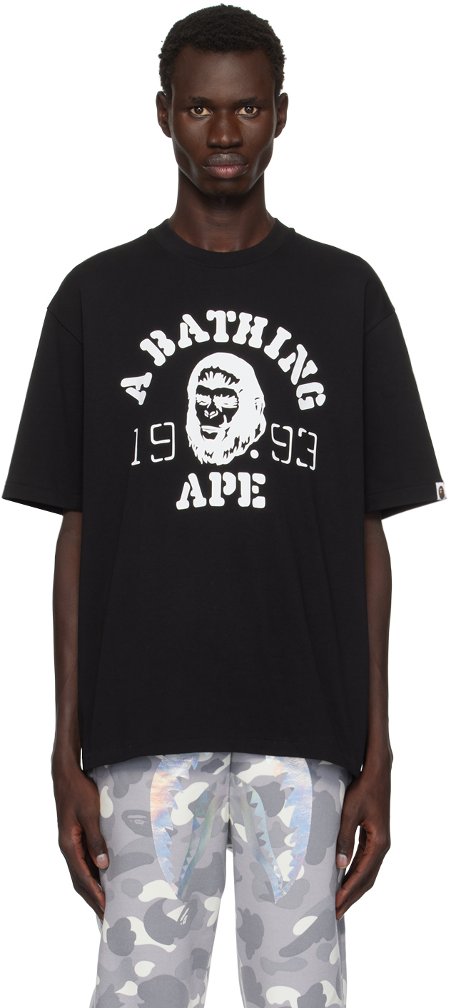 Shop Bape Black Og Ape Head College T-shirt