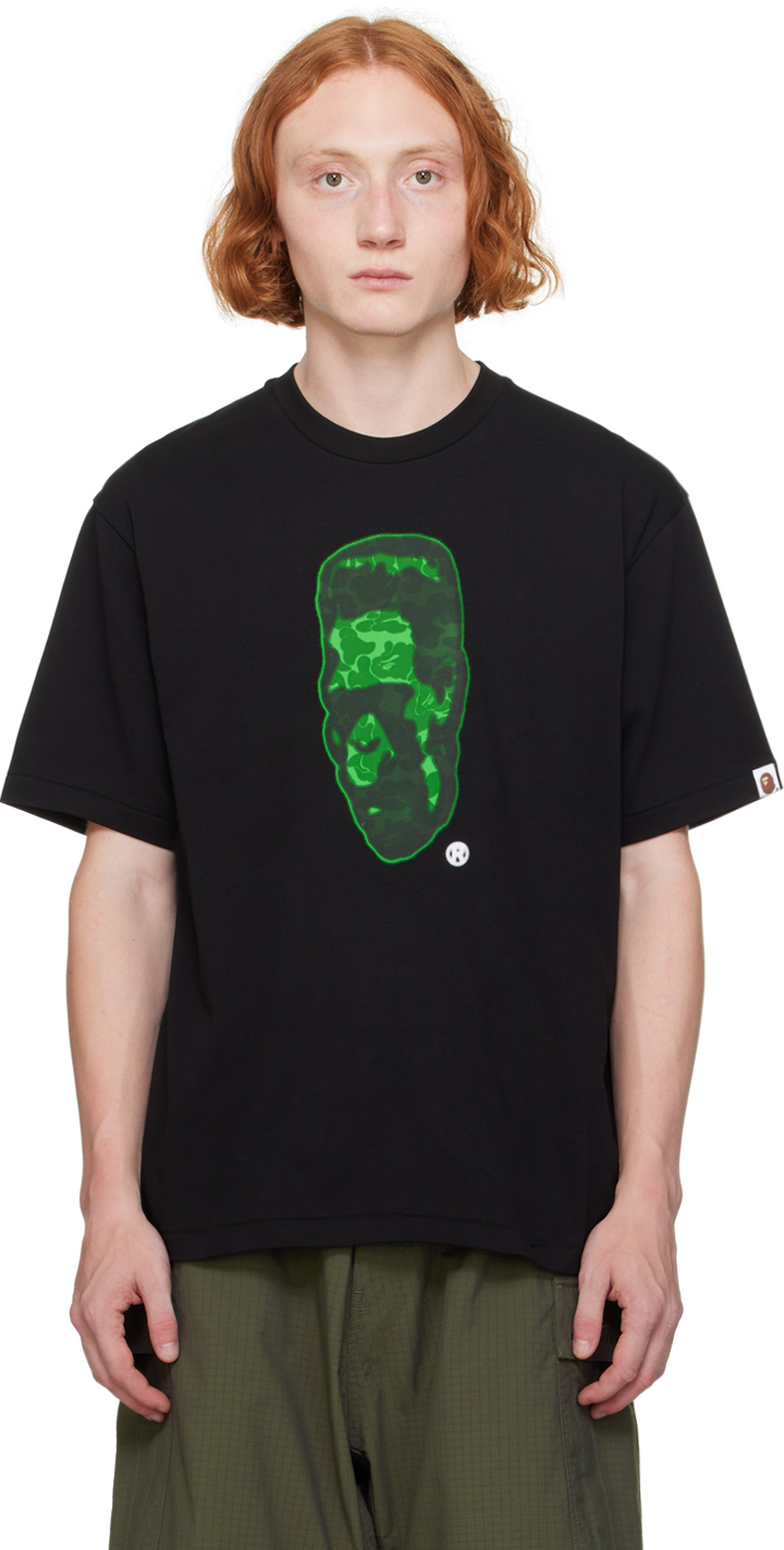 Shop Bape Black Spray Frankenstein T-shirt