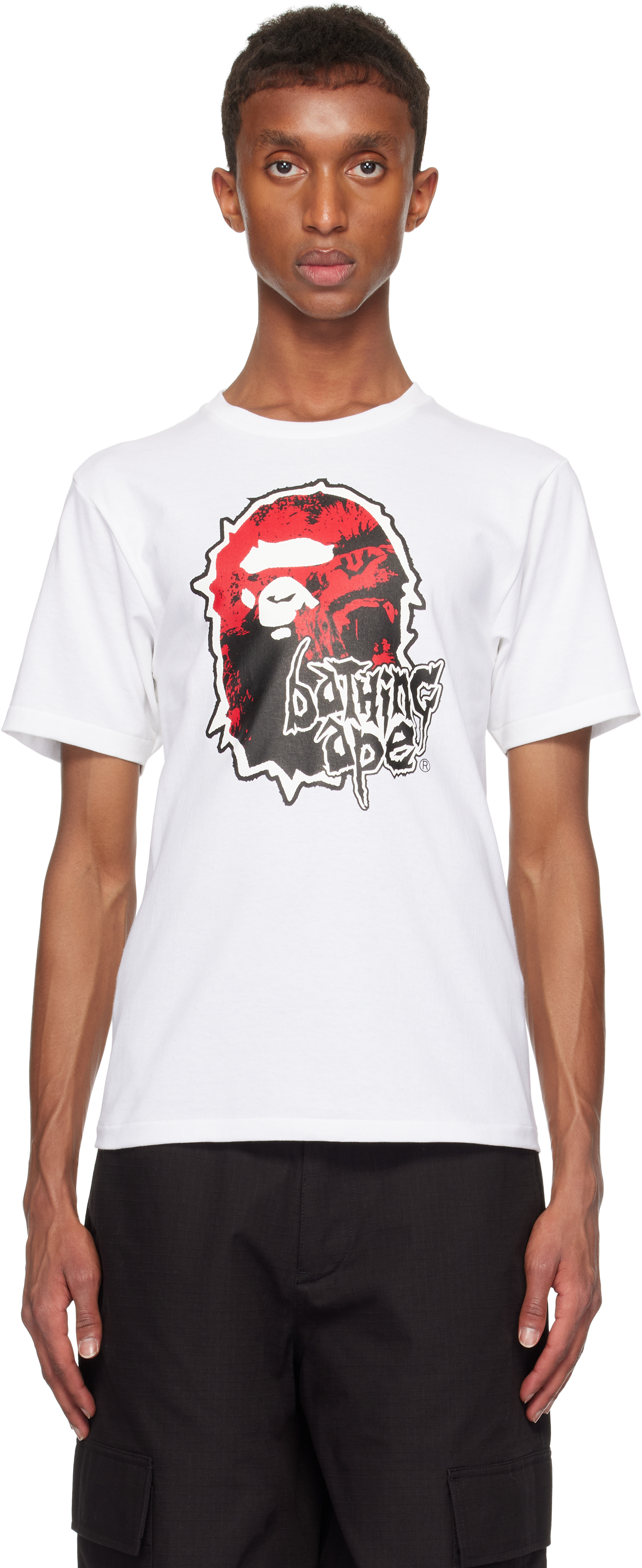 Shop Bape White Mad Ape Head T-shirt