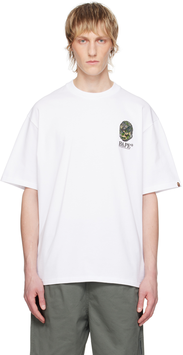 BAPE White Camo Stone Ape Head T Shirt SSENSE