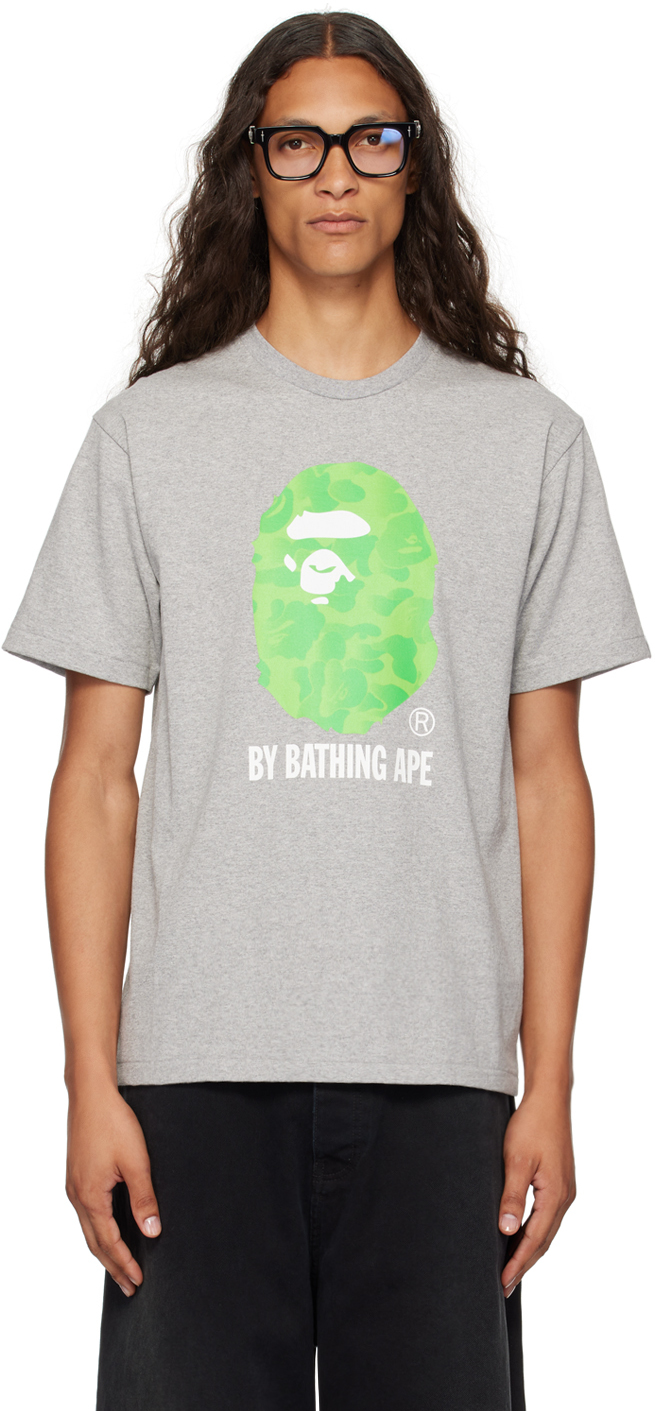 Shop Bape Gray Ink Camo Ape Head T-shirt