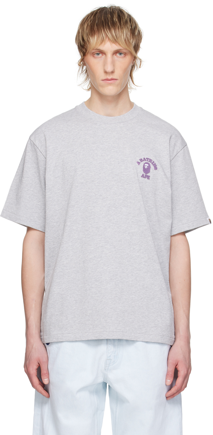 BAPE Gray College One Point T Shirt SSENSE Canada