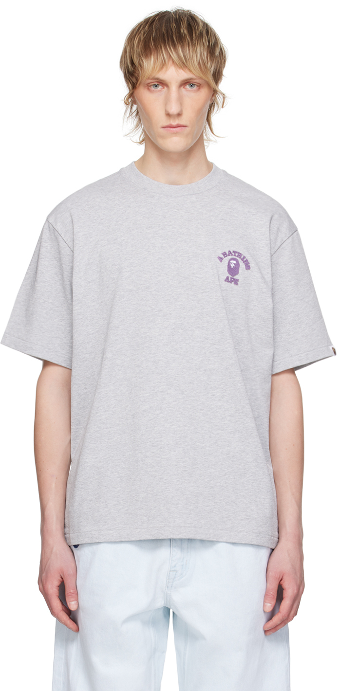 Shop Bape Gray College One Point T-shirt