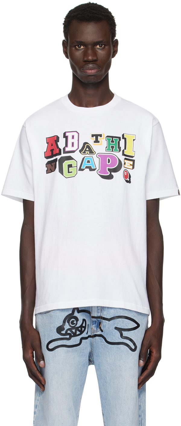 BAPE WHITE VARSITY FONT T-SHIRT 