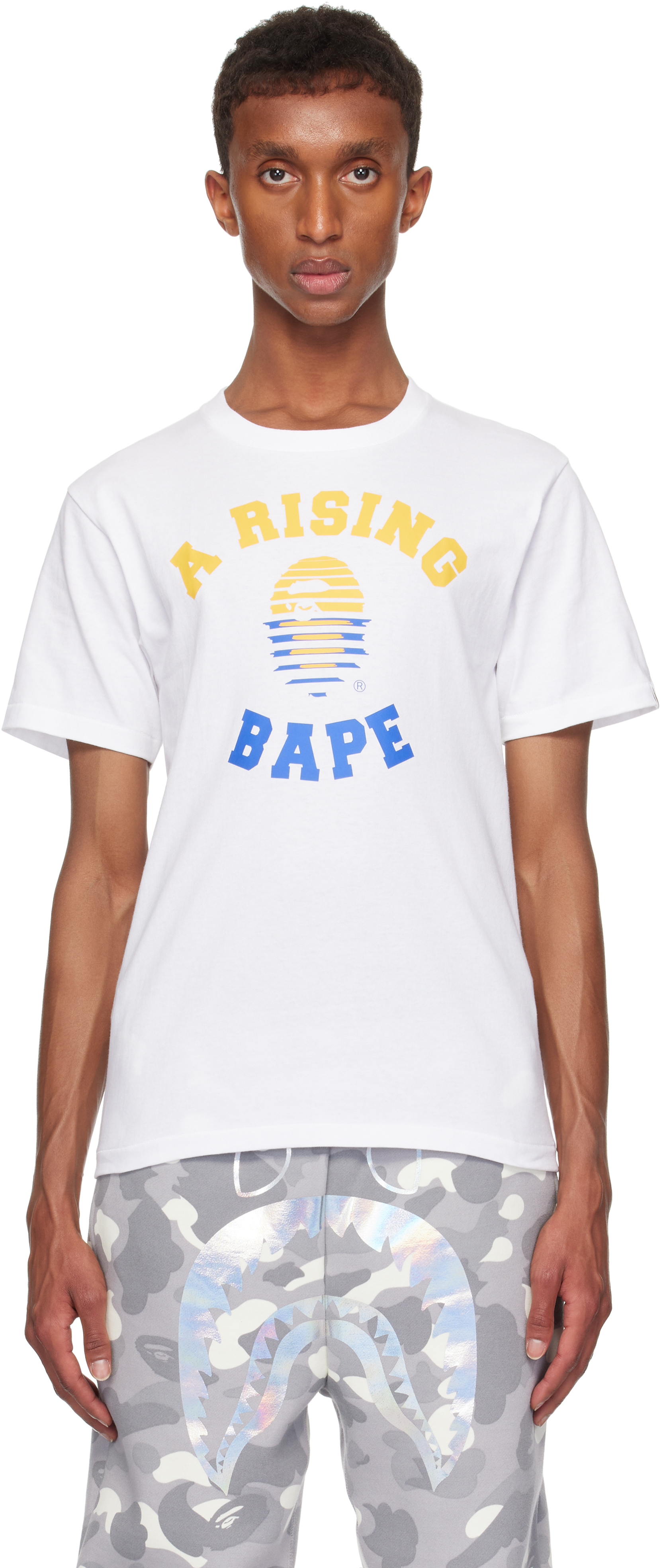 Shop Bape White 'a Rising ' T-shirt