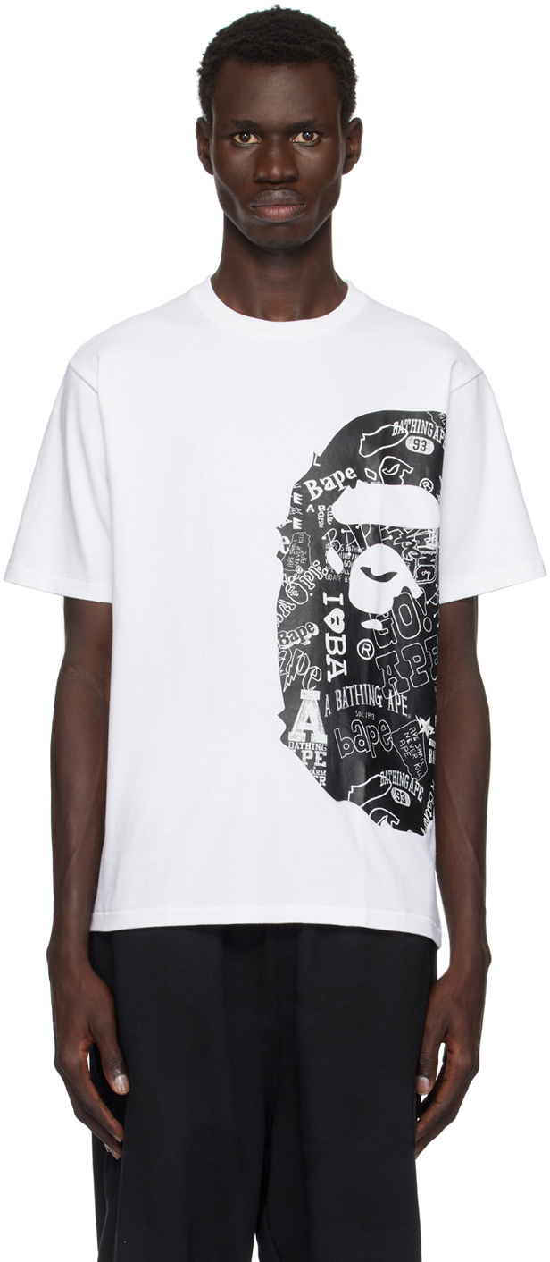 White Comic Art Big Ape Head T-shirt