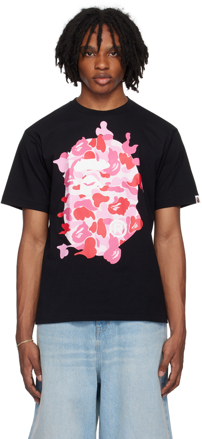 Shop Bape Black Abc Camo T-shirt In Black X Pink