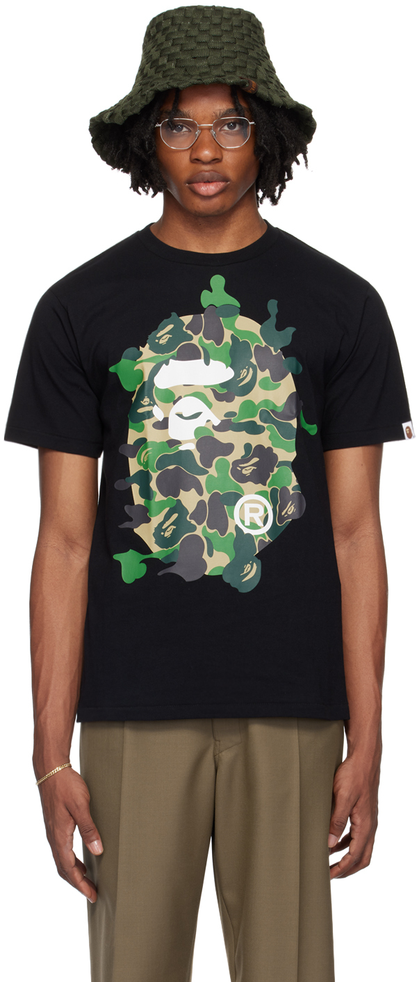 Shop Bape Black Abc Camo T-shirt In Black X Green