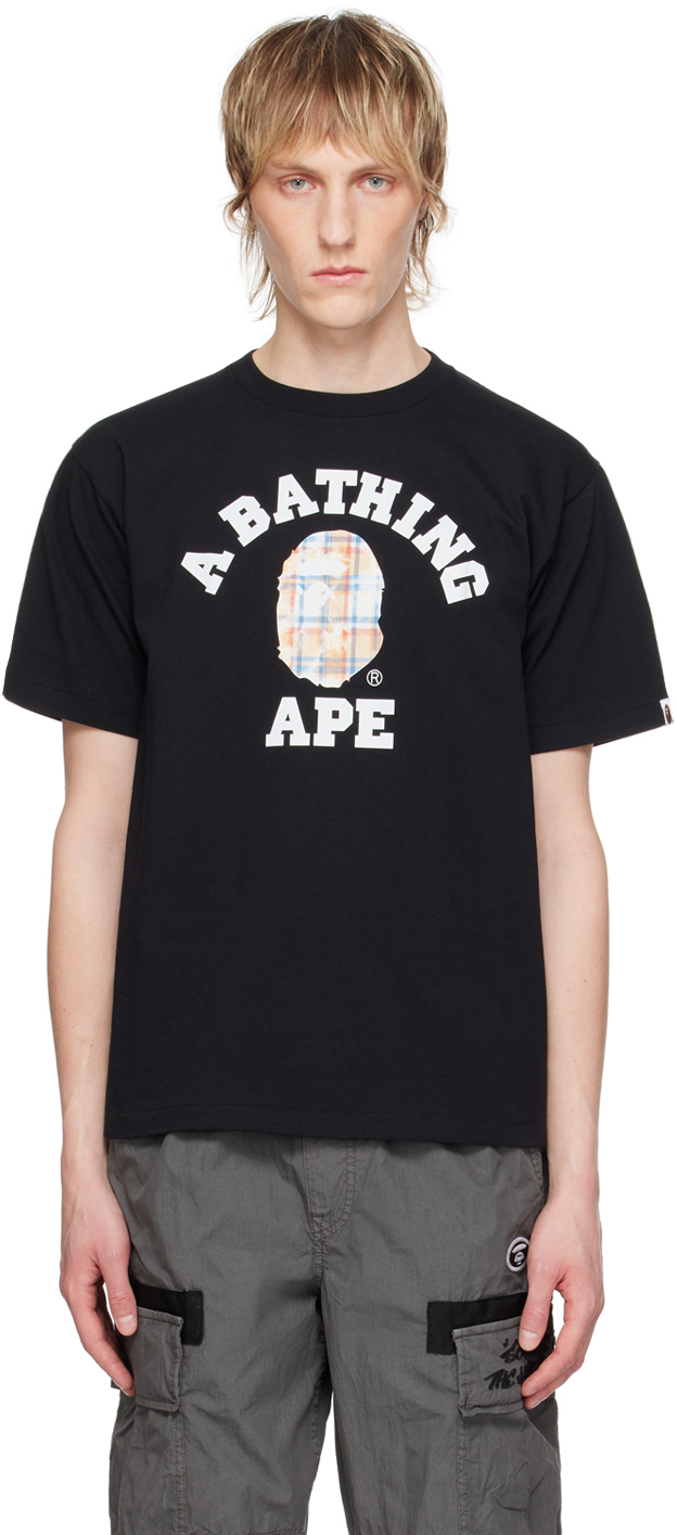 Black Bleached Check College T-Shirt