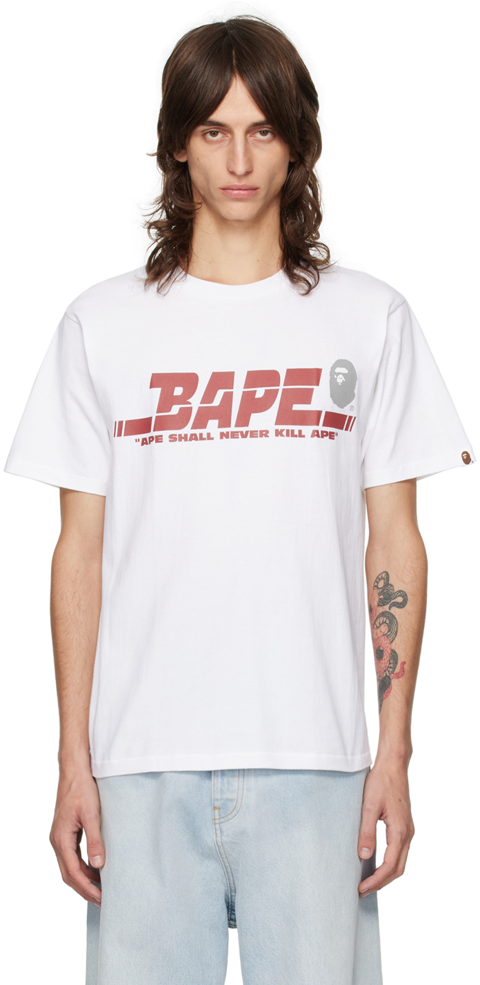 Shop Bape White Sports Logo T-shirt