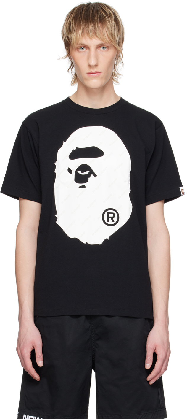 Shop Bape Black Hexagram Big Ape Head T-shirt
