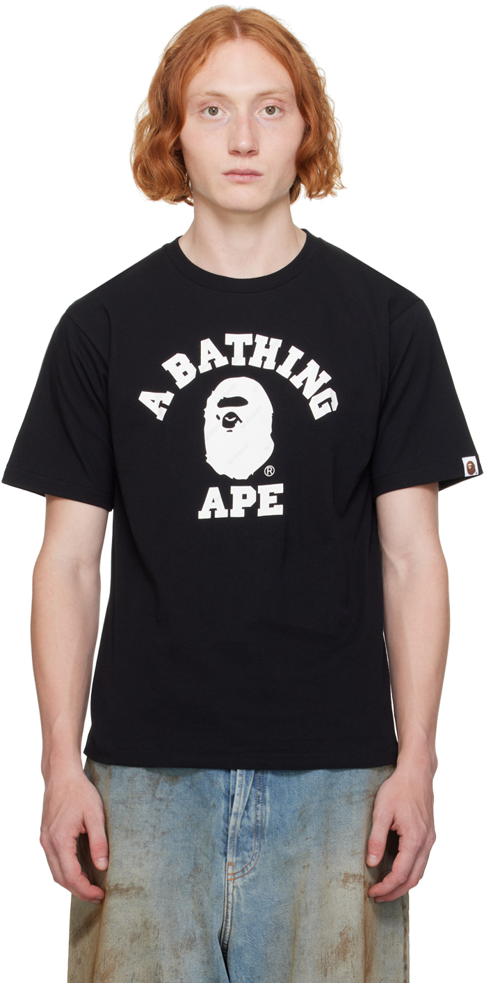 Shop Bape Black '' Hexagram College T-shirt