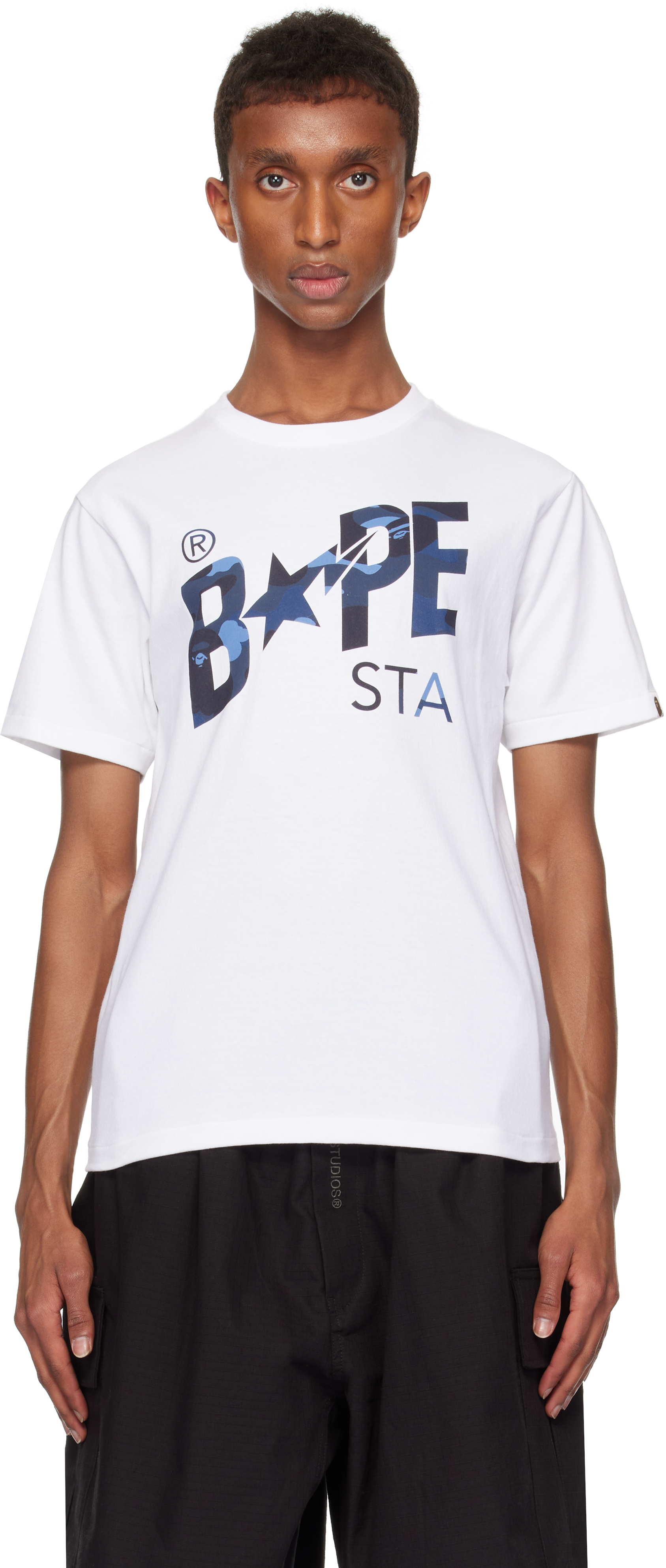 Shop Bape White Color Camo  Sta T-shirt