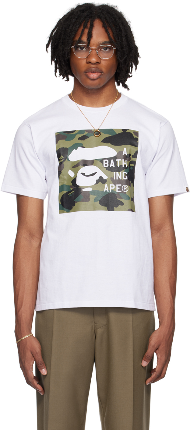 Shop Bape White 1st Camo T-shirt