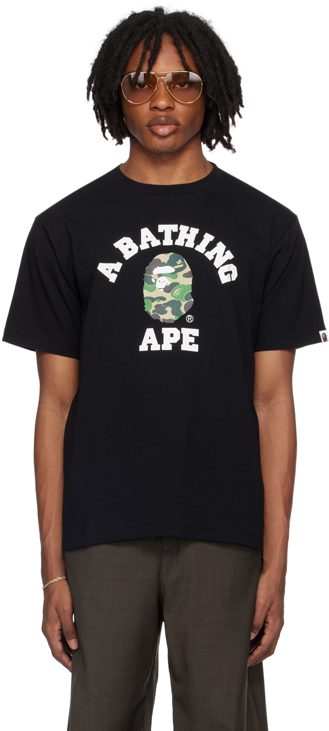 BAPE: Black ABC Camo T-Shirt | SSENSE