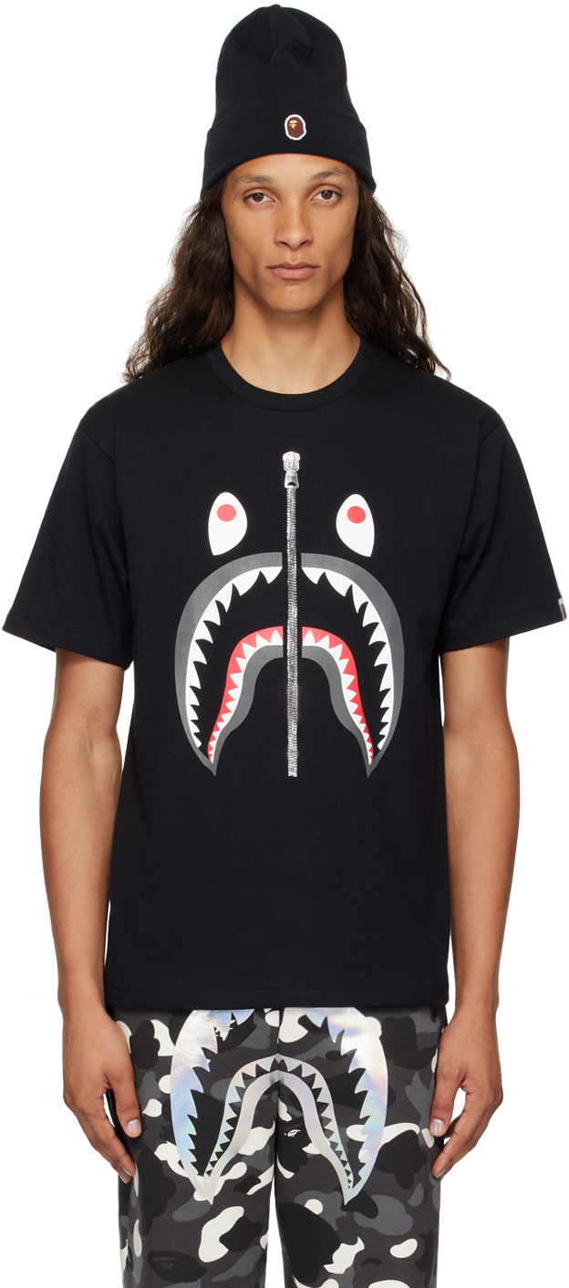 Bape shark t shirt black on sale