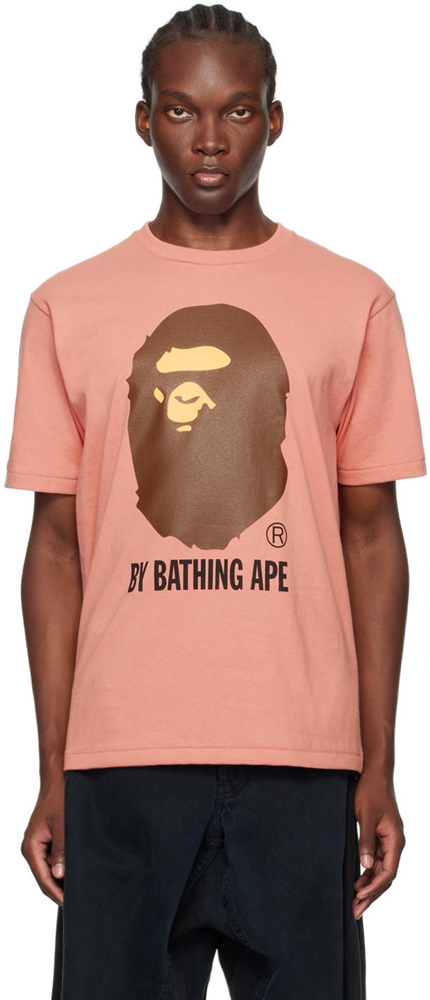 BAPE: Pink 'By Bathing Ape' T-Shirt | SSENSE