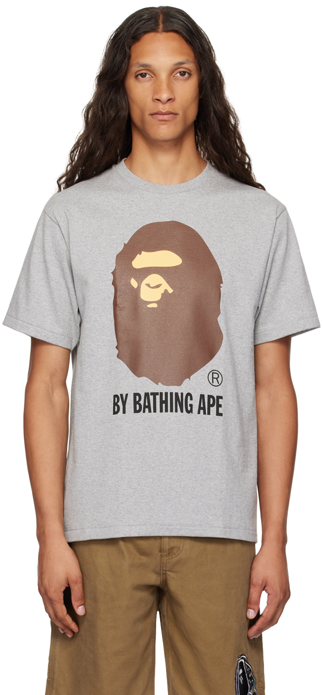 BAPE: Gray 'By Bathing Ape' T-Shirt | SSENSE