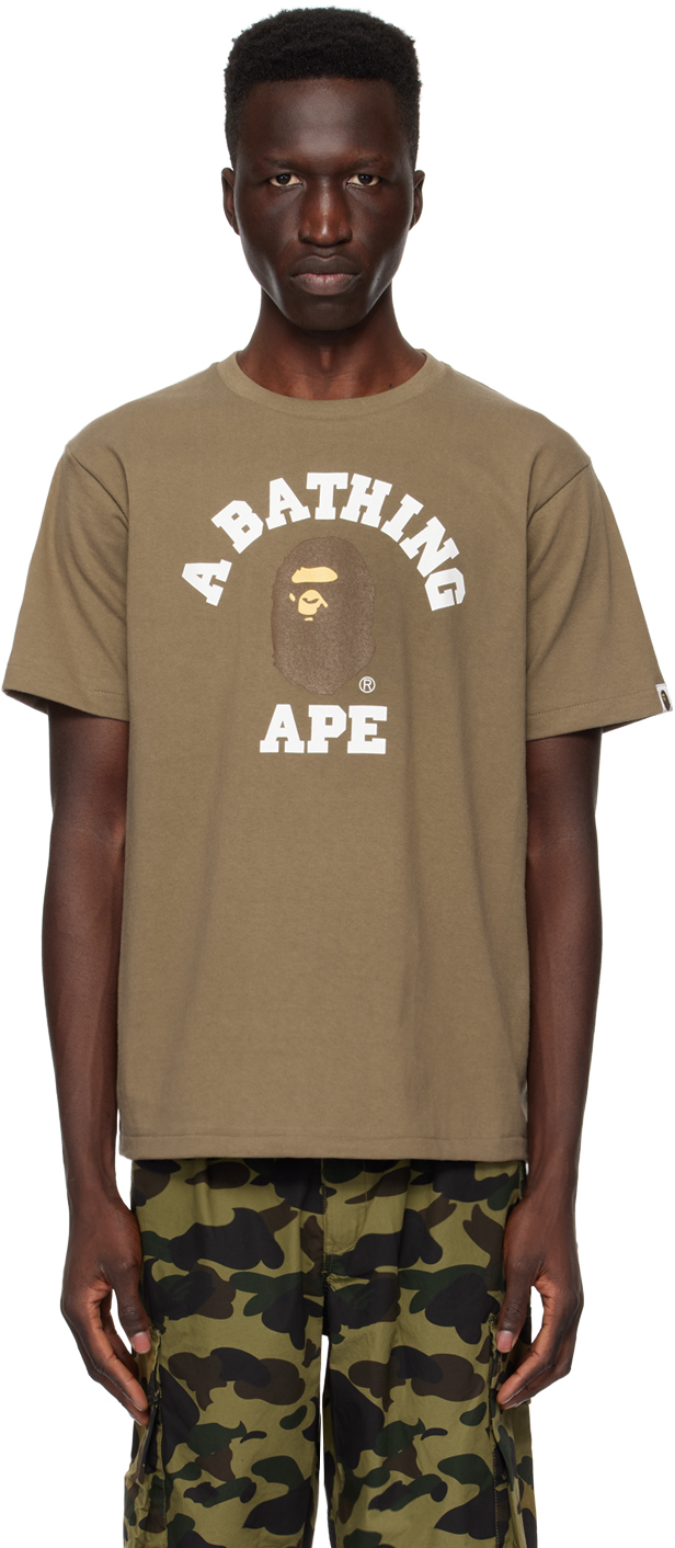 Shop Bape Brown College T-shirt