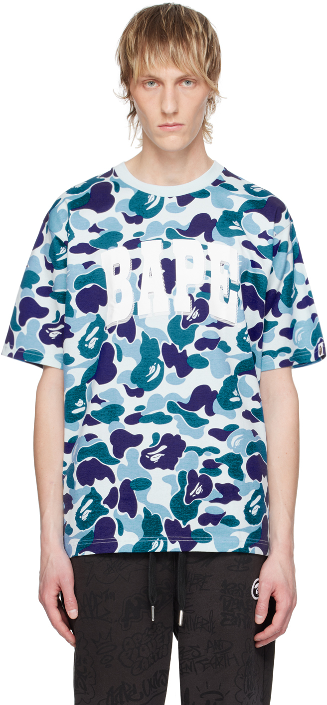 Shop Bape Blue Abc Camo T-shirt