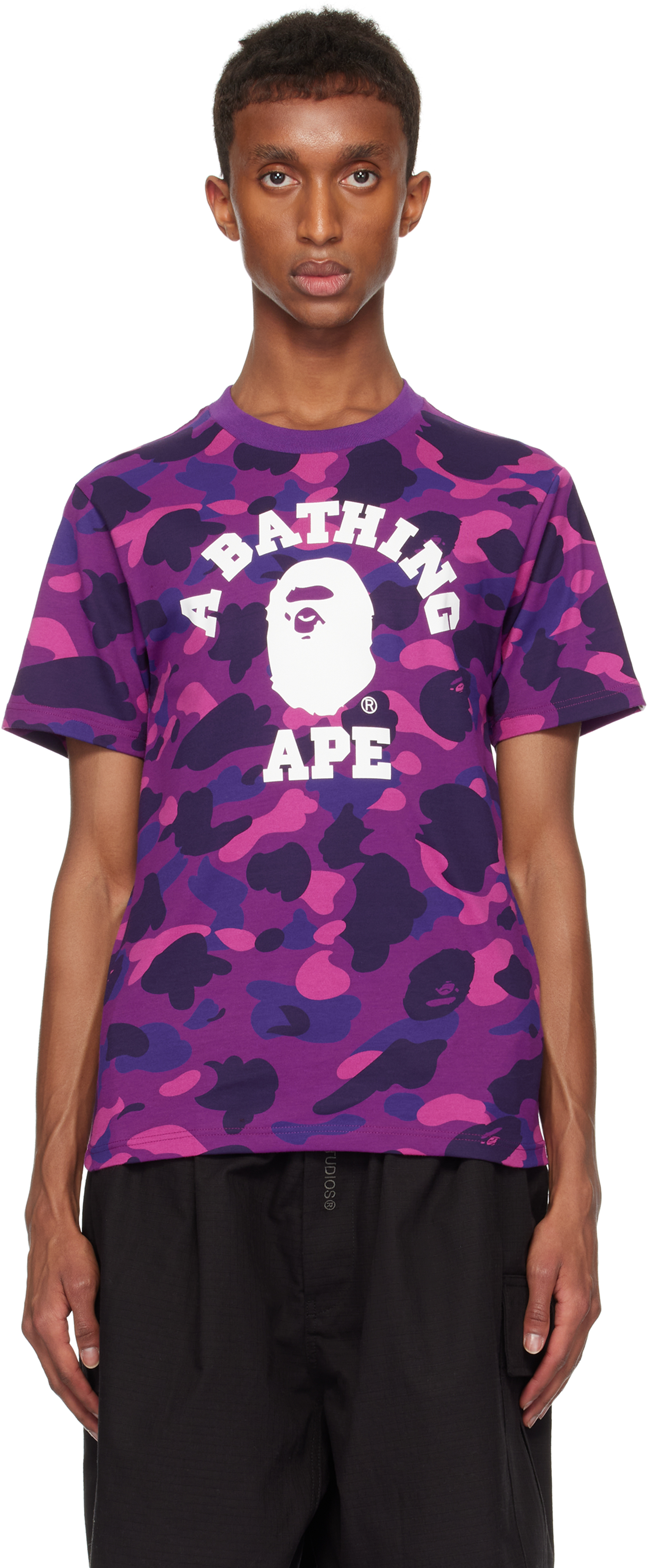 Bape color good camo college tee purple