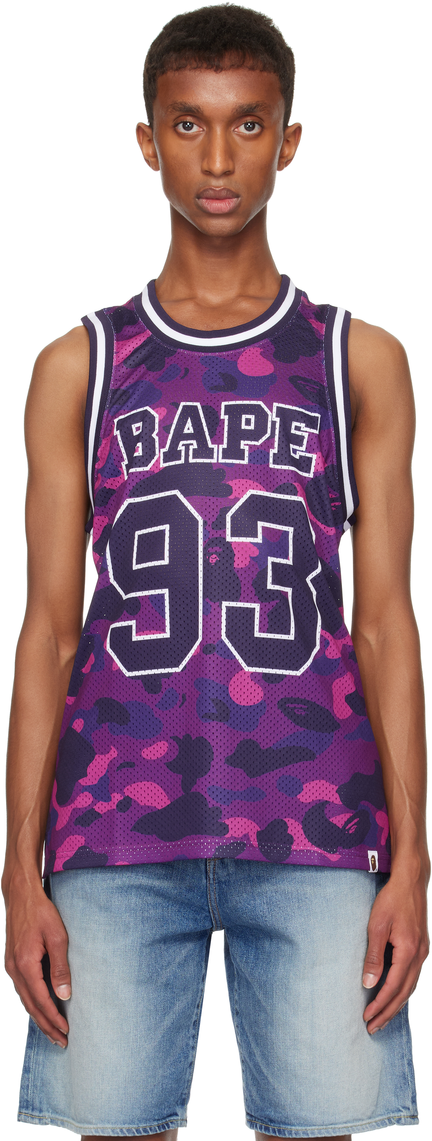 Shop Bape Purple Color Camo Basketball Tank Top