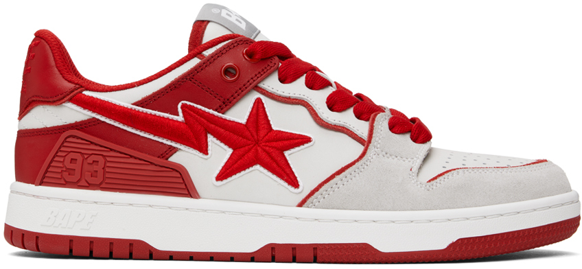 Bape Grey & Red Sta #5 Trainers