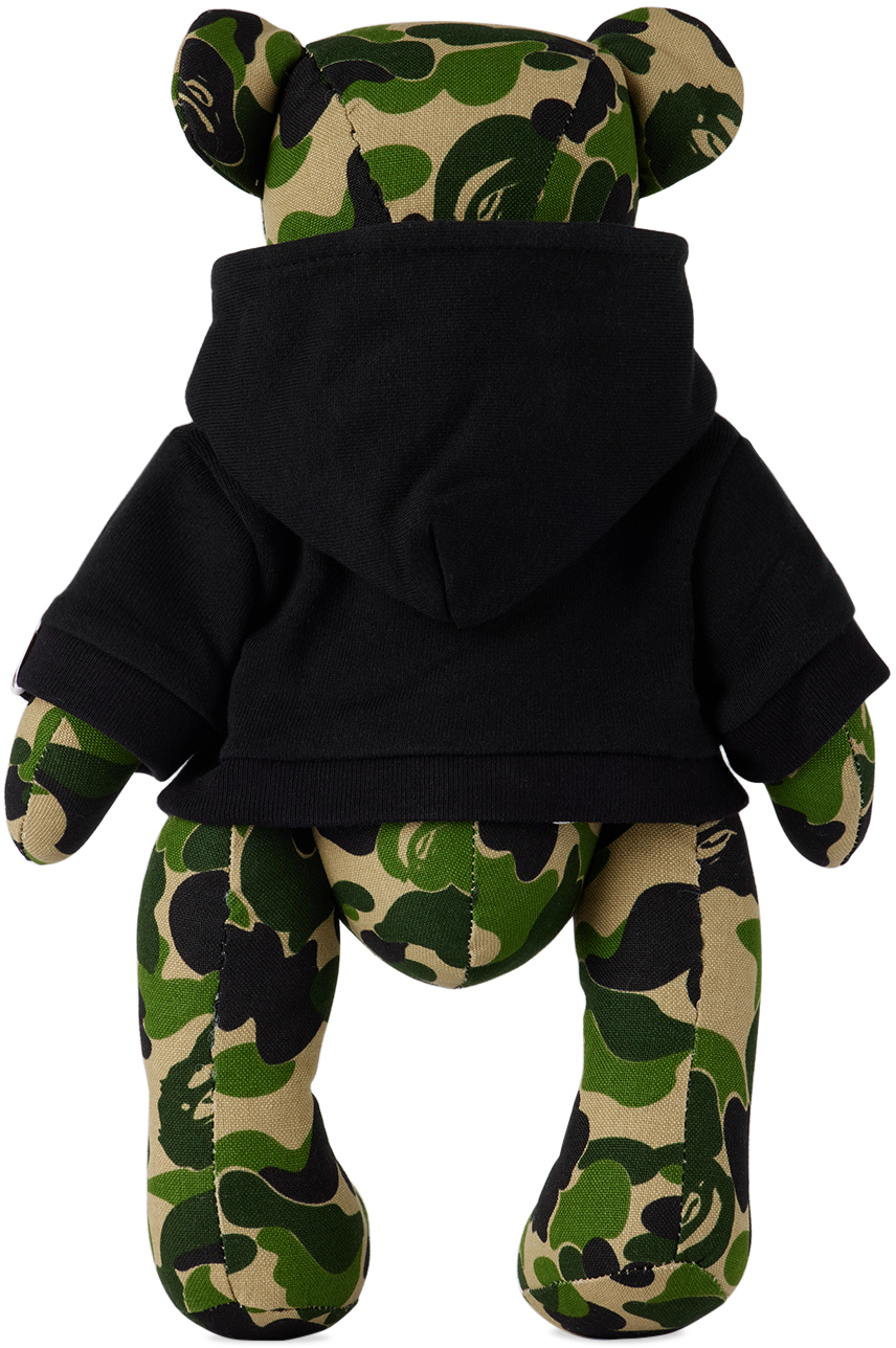 Bape Khaki & Black Abc Camo Bear Plush Toy In Multi