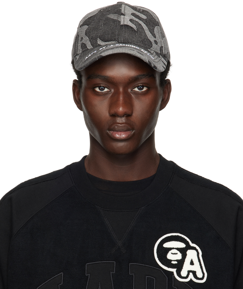 Aape By A Bathing Ape Gray Embroidered Cap In Black