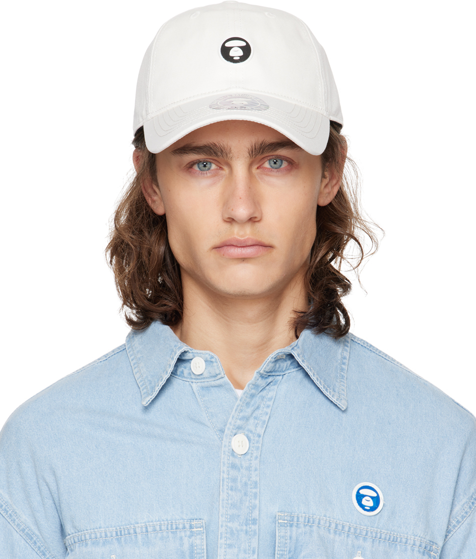 Aape By A Bathing Ape White Moonface Cap In Whx White