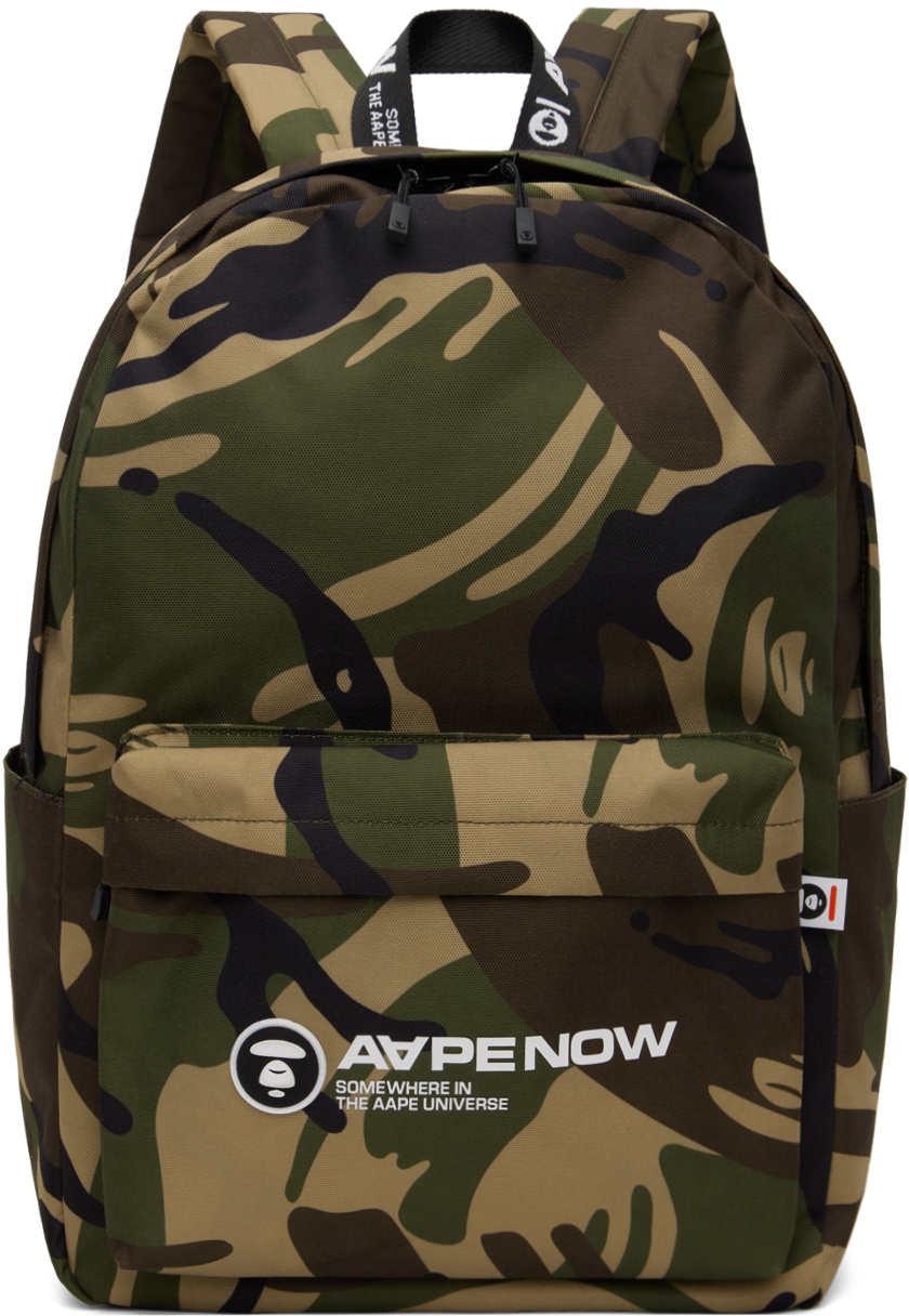 Green Moonface Patch Camo Backpack