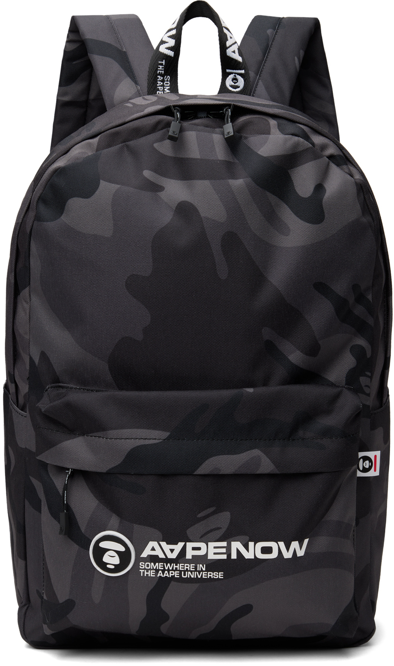 Black Moonface Patch Camo Backpack