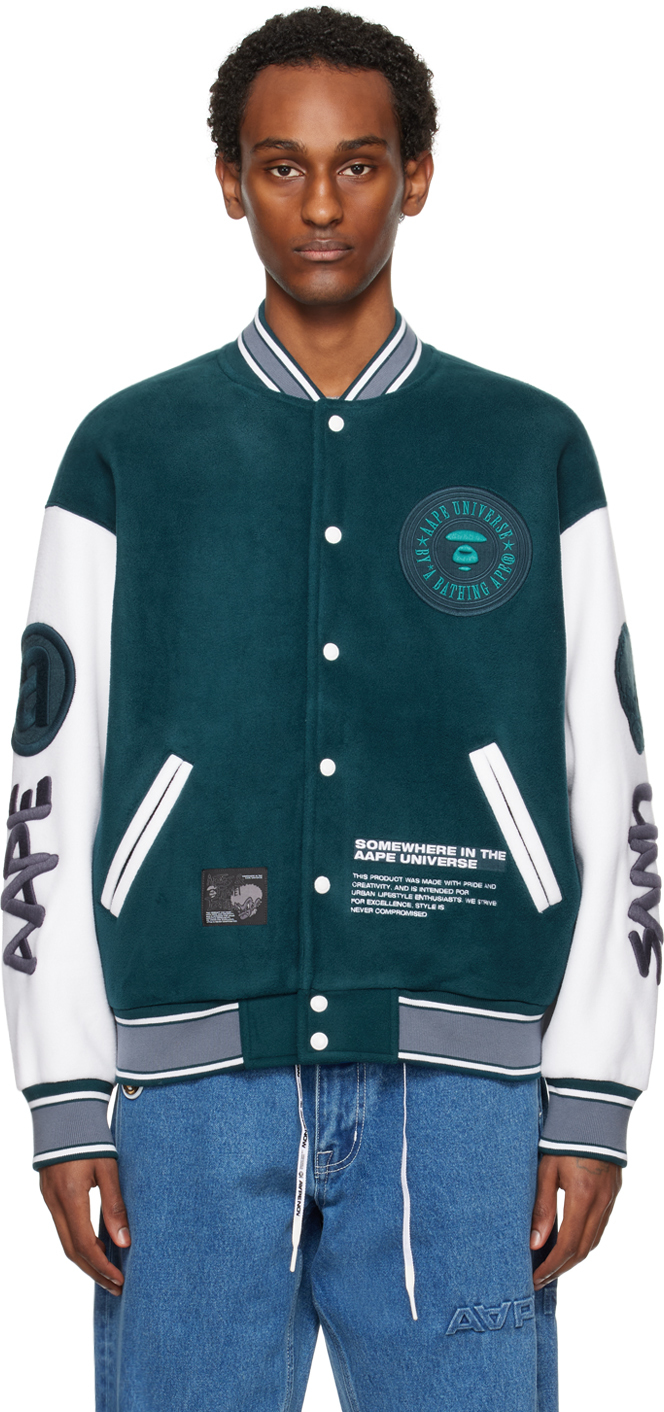 Aape By A Bathing Ape Green Embroidered Jacket In Grc