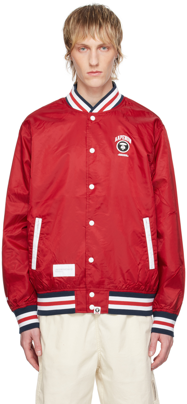 Shop Aape By A Bathing Ape Red Lightweight Bomber Jacket In Rdd Dark Red