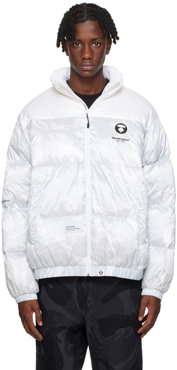 Aape By A Bathing Ape Off-white Printed Down Jacket In Whz