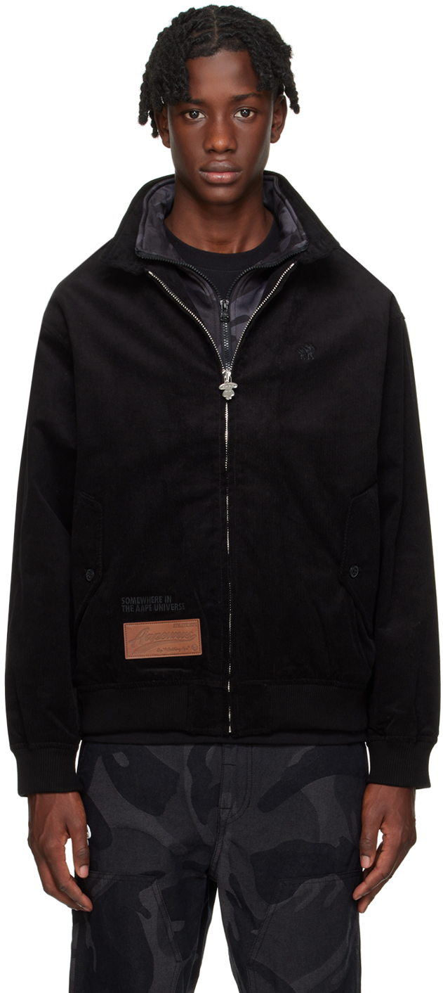 AAPE by A Bathing Ape: Black Patch Jacket | SSENSE UK