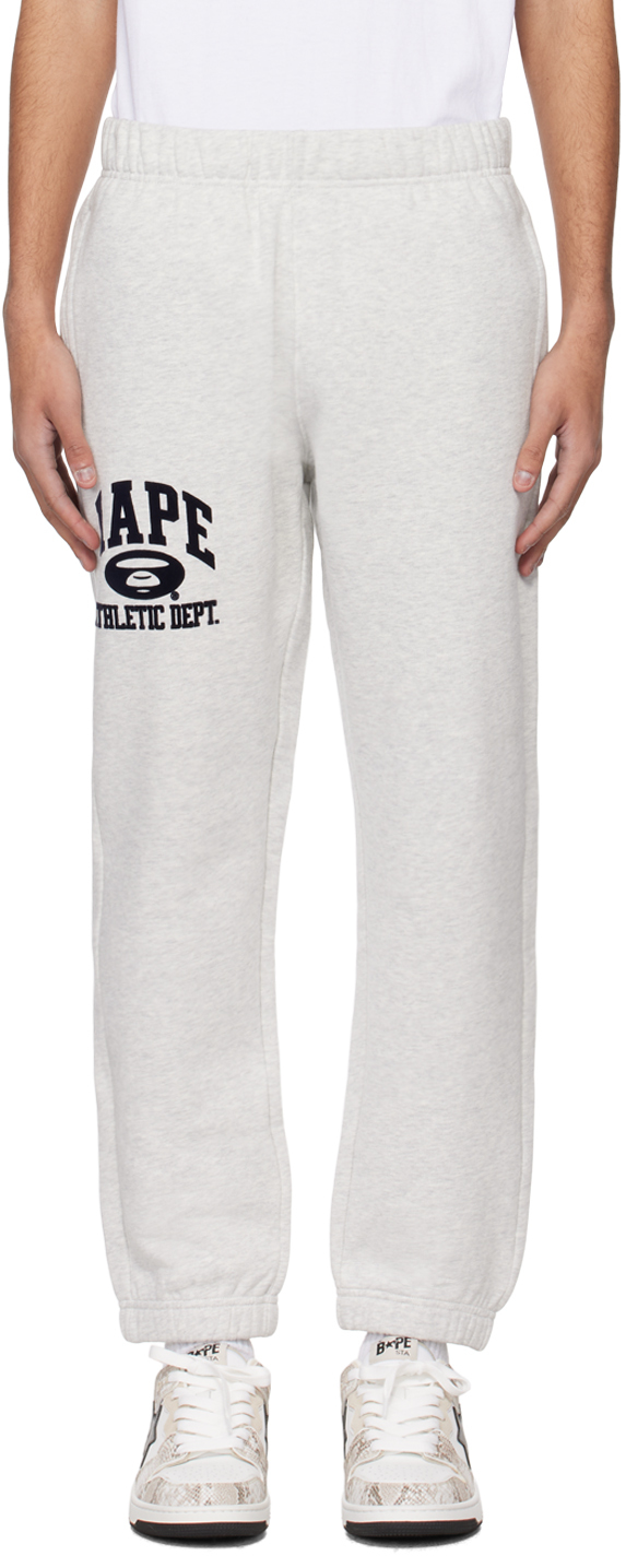Aape By A Bathing Ape Gray Embroidered Sweatpants In Wh2