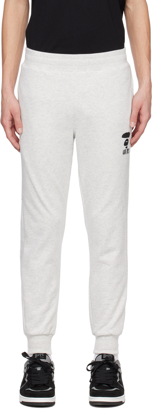 Aape By A Bathing Ape Off-white Embroidered Sweatpants In Wh2 Heather White