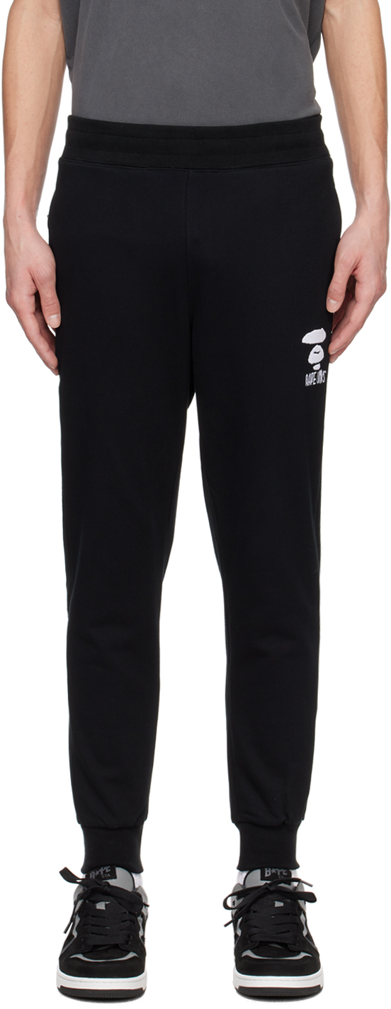 Aape By A Bathing Ape Black Embroidered Sweatpants In Bkx Black