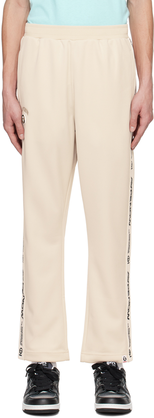 Aape By A Bathing Ape Logo-embroidered Track Pants In Ivl Light Ivory