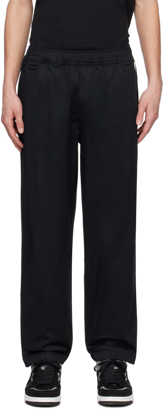 Aape By A Bathing Ape Black Embroidered Trousers In Bkx Black