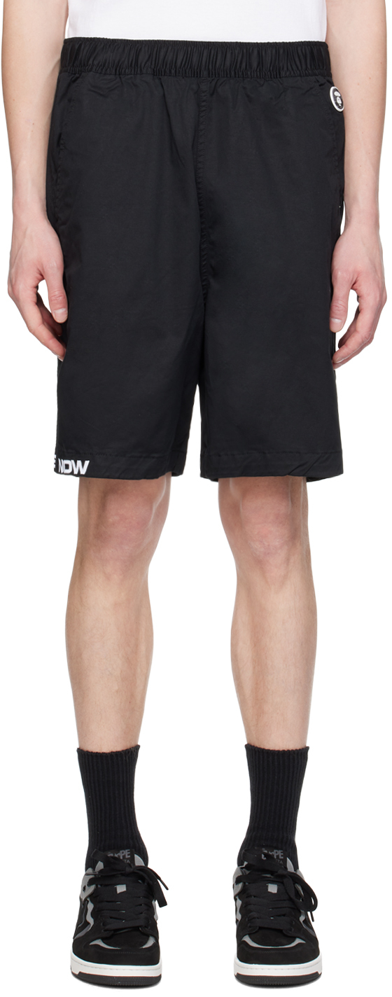 Shop Aape By A Bathing Ape Black Embroidered Shorts In Bkx Black