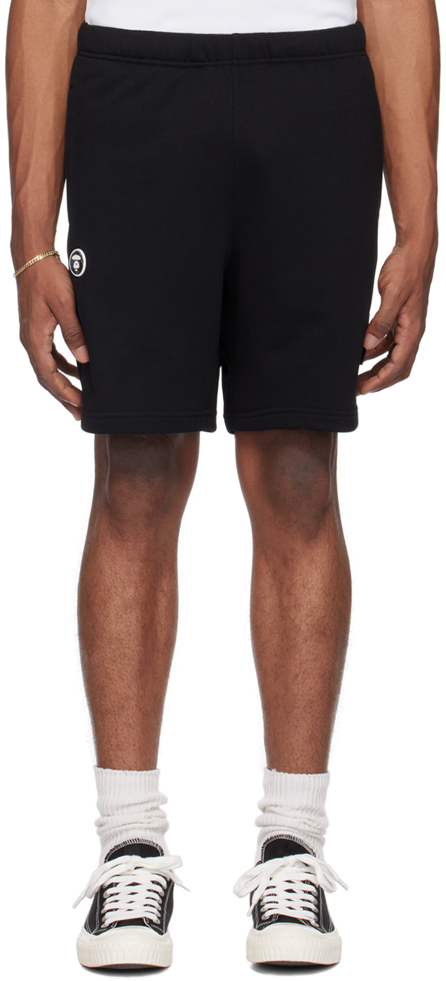 Shop Aape By A Bathing Ape Black Moonface Shorts In Bkx Black