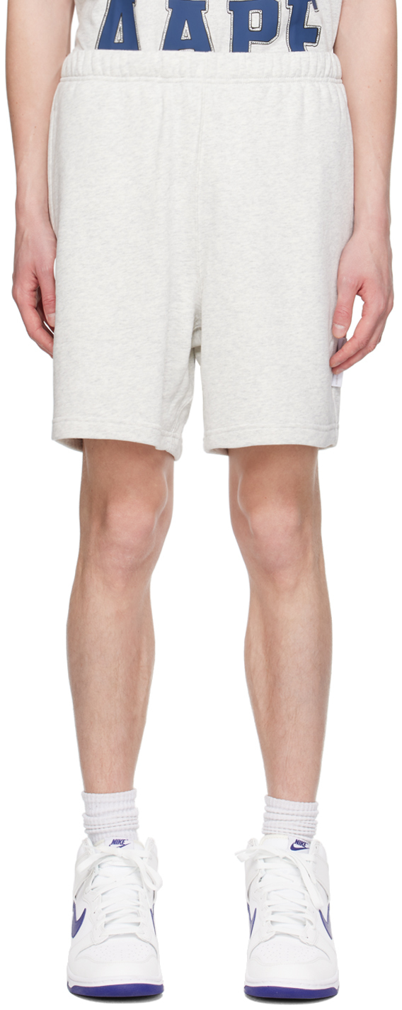 Shop Aape By A Bathing Ape Off-white Patch Shorts In Wh2 Heather White