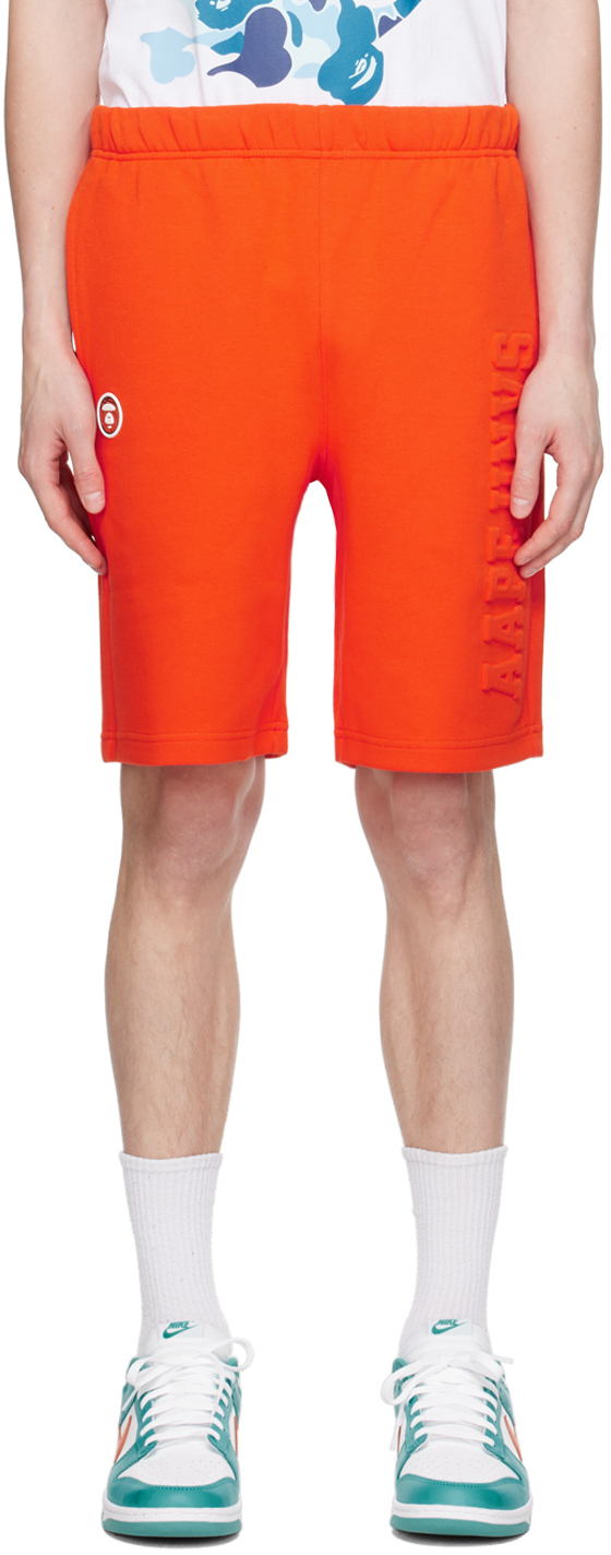 Orange Embossed Shorts