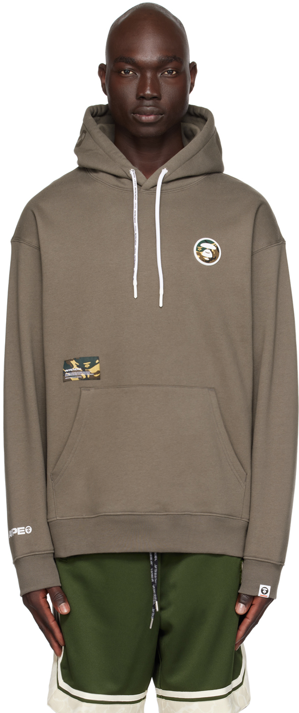 Aape By A Bathing Ape Logo-patches Cotton-blend Hoodie In Bgh