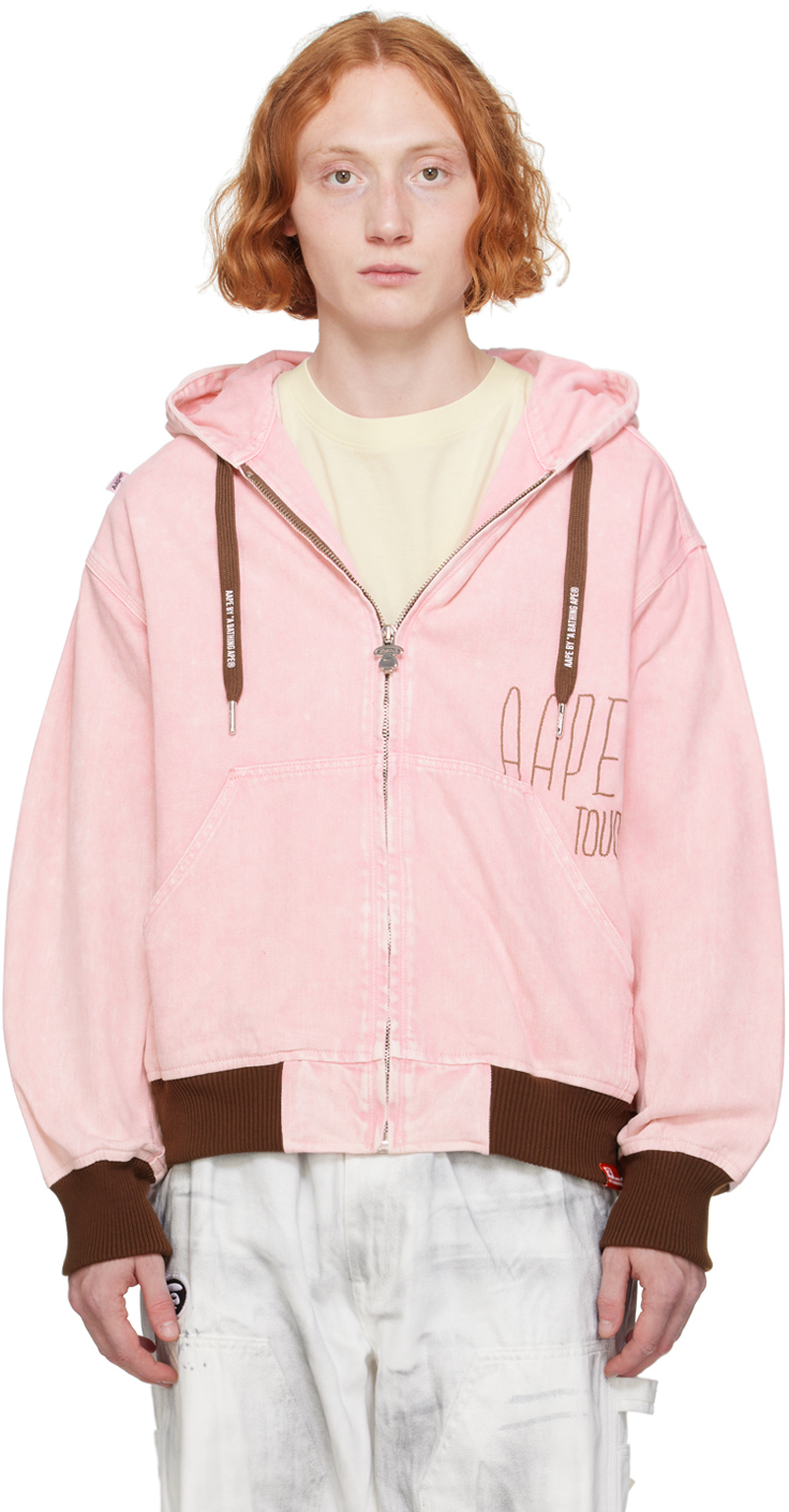 Pink Hooded Denim Jacket