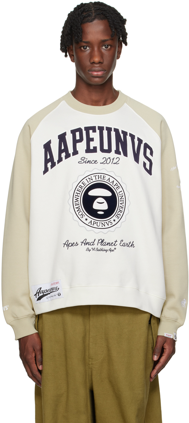 Aape By A Bathing Ape Off-white Graphic Sweatshirt In Bge