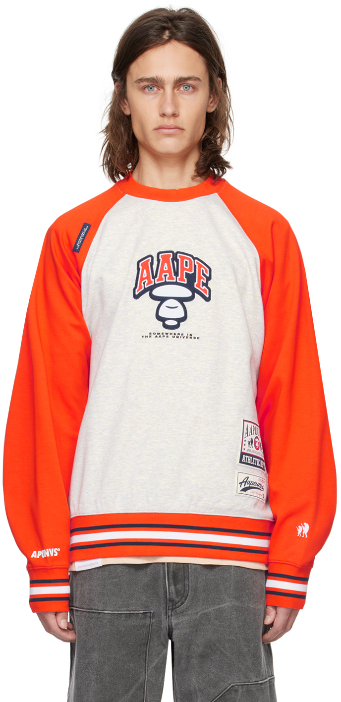 Aape By A Bathing Ape Orange & Off-white Patch Sweatshirt In Orx Orange